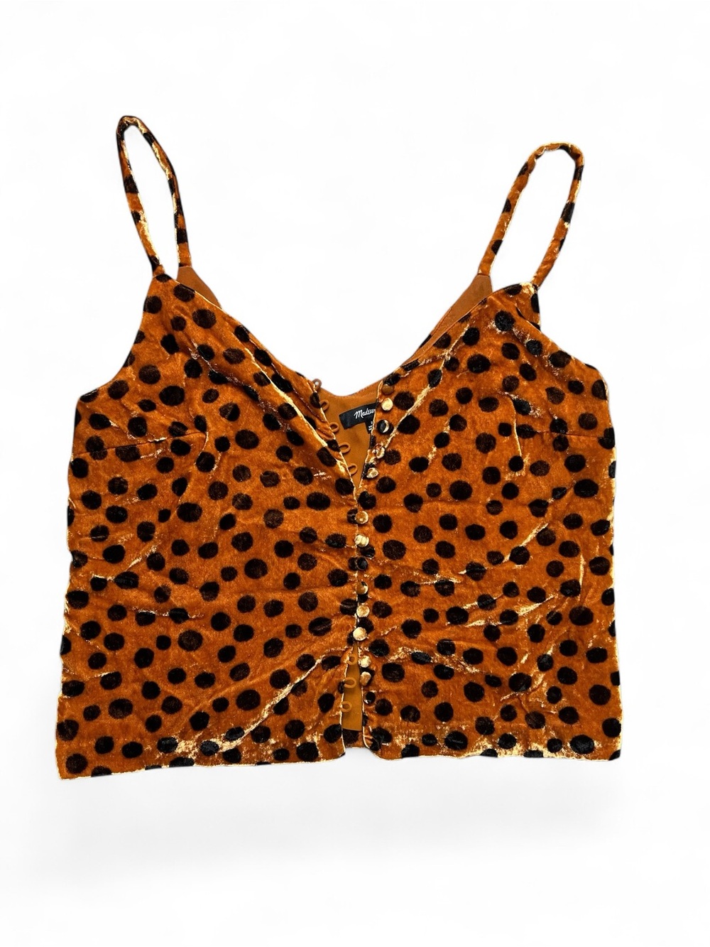 Madewell Velvet Leopard Dot Button Front Cami | Size 2